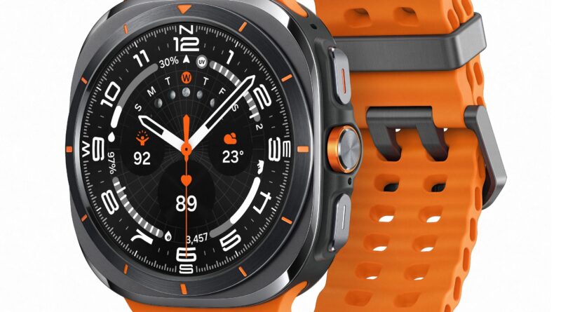 Samsung Galaxy Watch Ultra with orange band